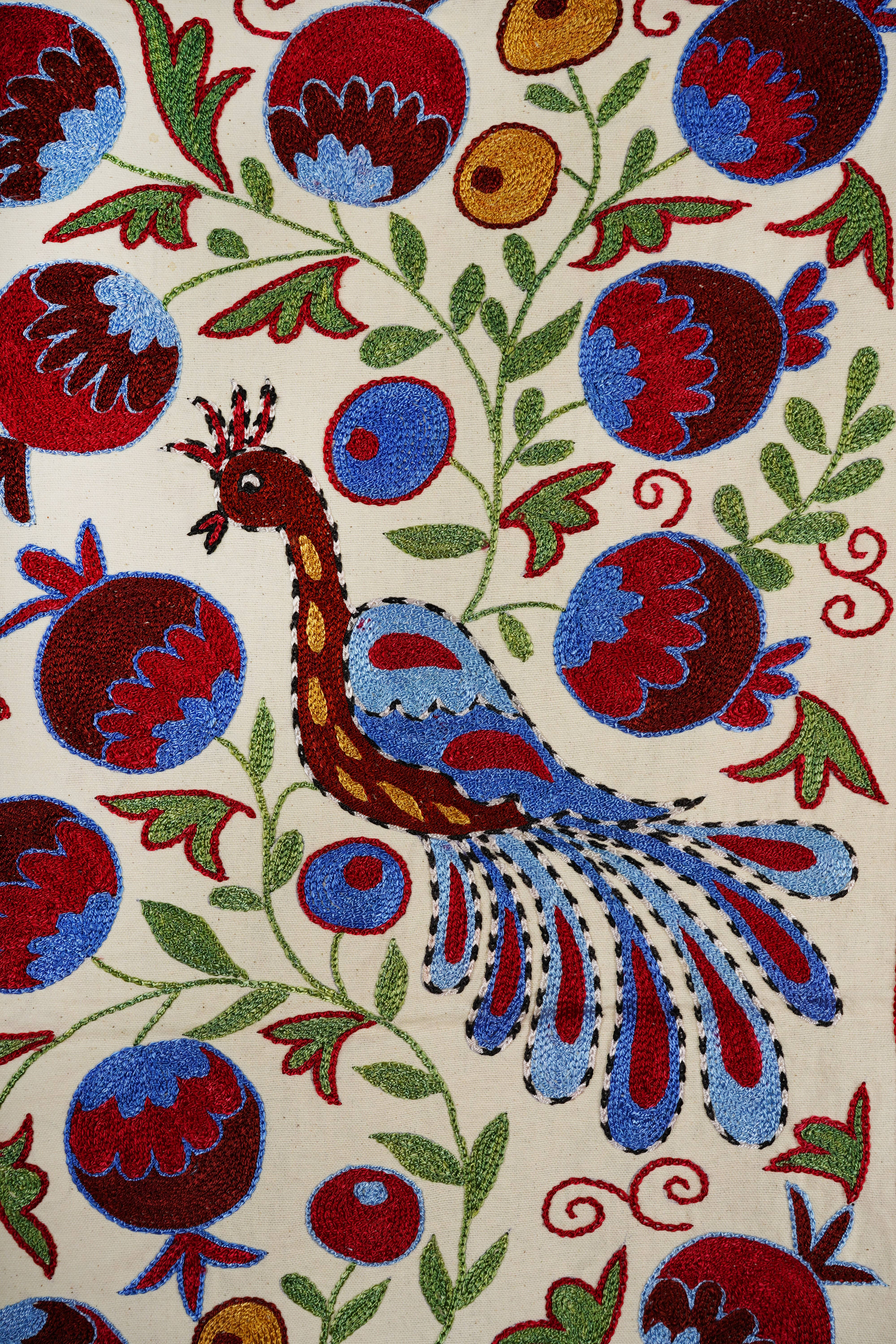 Peacock Suzani Wall Hanging & Tablecloth | 20'' x 36''