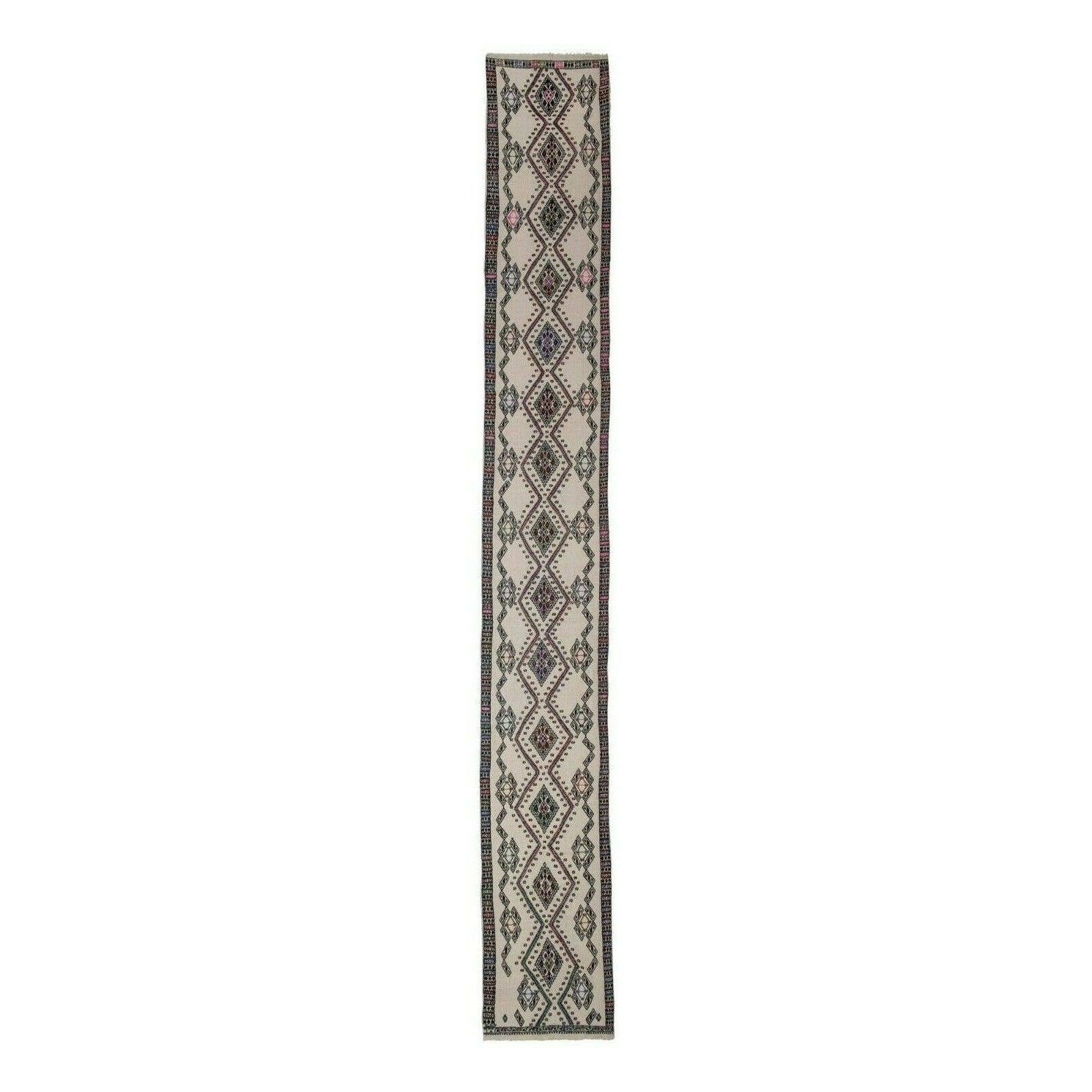 Vintage Turkish Kilim Runner 2'1'' x 15'9''