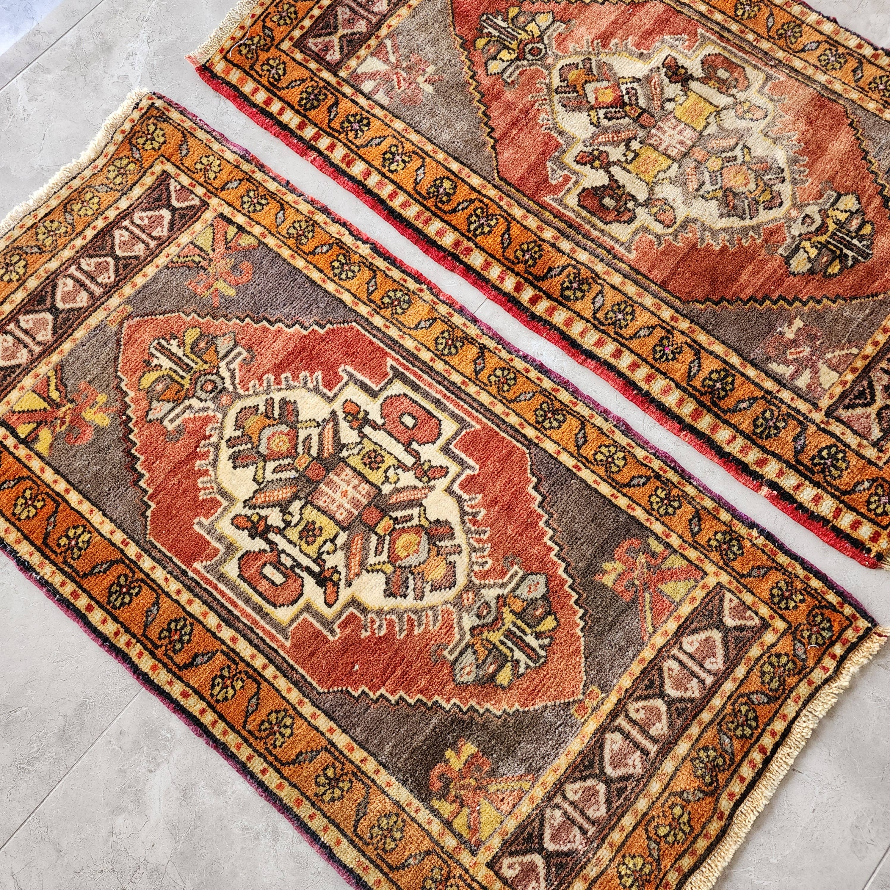 Vintage Oushak Yastik Rugs Set of 2 | 19'' x 36''