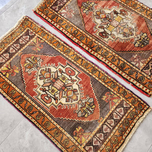 Vintage Oushak Yastik Rugs Set of 2 | 19'' x 36''