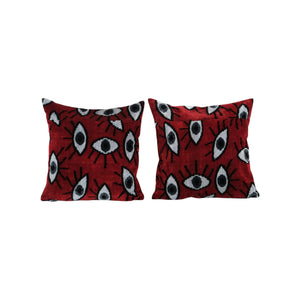 Silk Ikat Velvet Pillow Cover Set of 2 | 20'' x 20''
