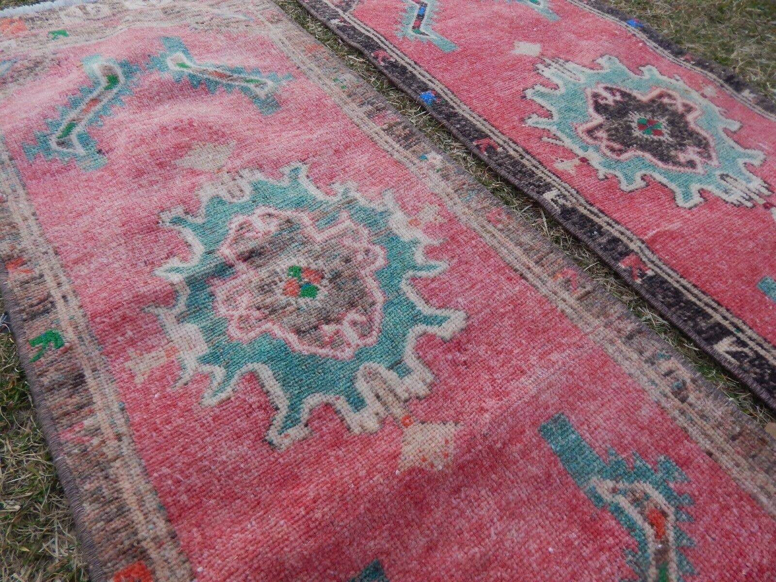 Vintage Turkish Yastik Rugs Set of 2 | 17'' x 44''