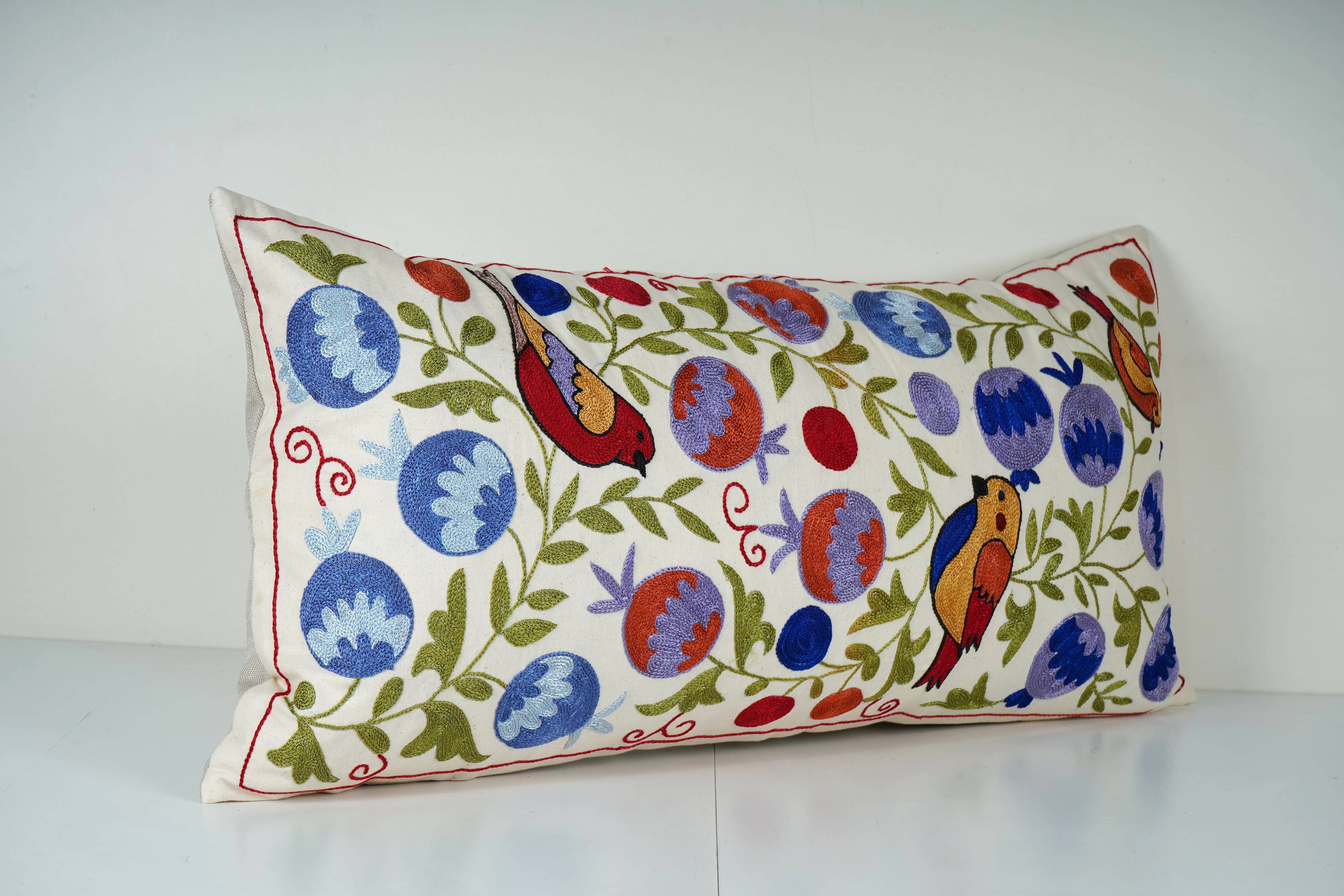 Bird Suzani Bedding Pillow Cover | 18'' x 34''
