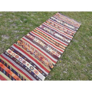 Vintage Turkish Kilim Runner 2'7'' x 9'8''