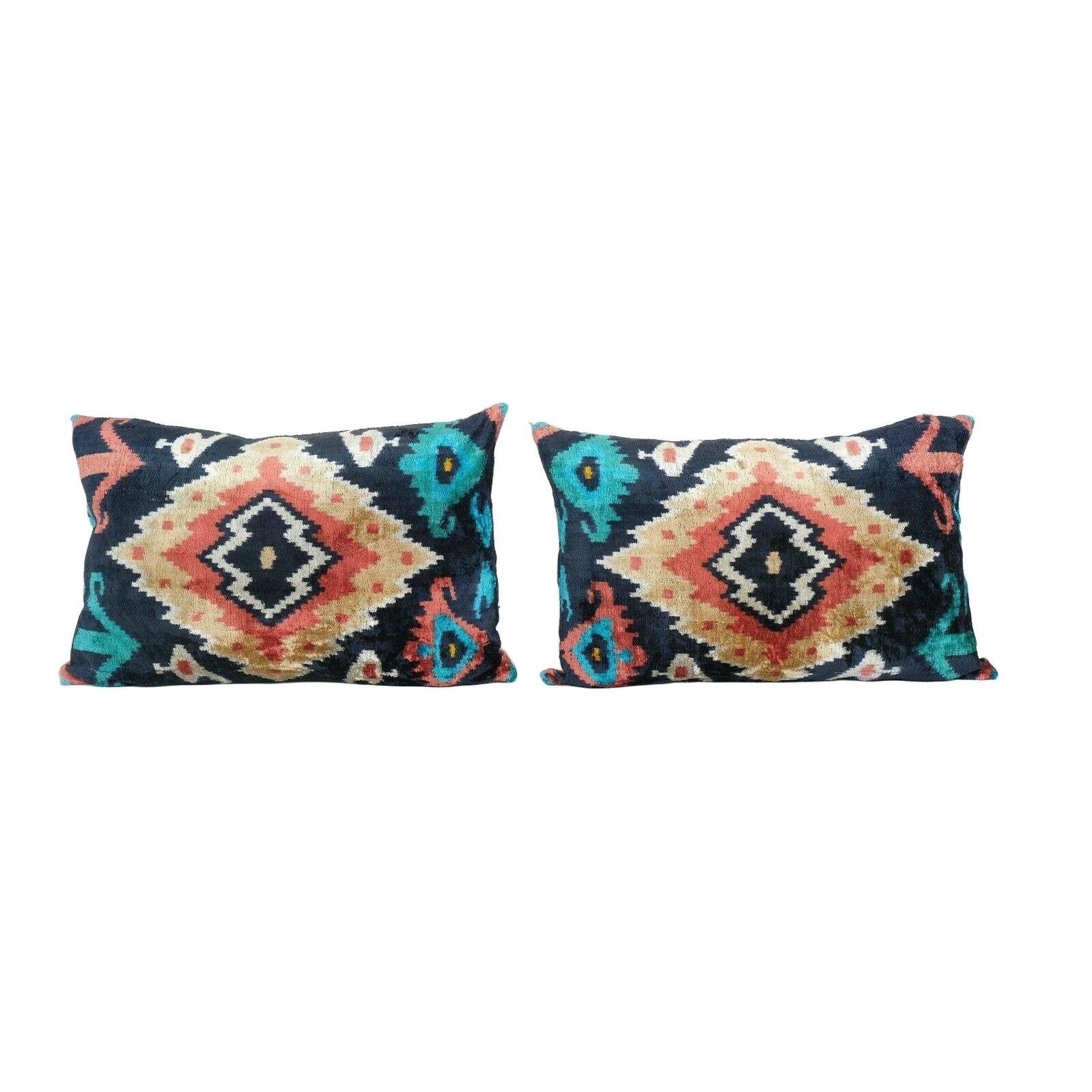 Silk Ikat Velvet Pillow Cover | 16'' x 24''