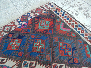 Vintage Turkish Kilim Rug 4'10'' x 12'11''
