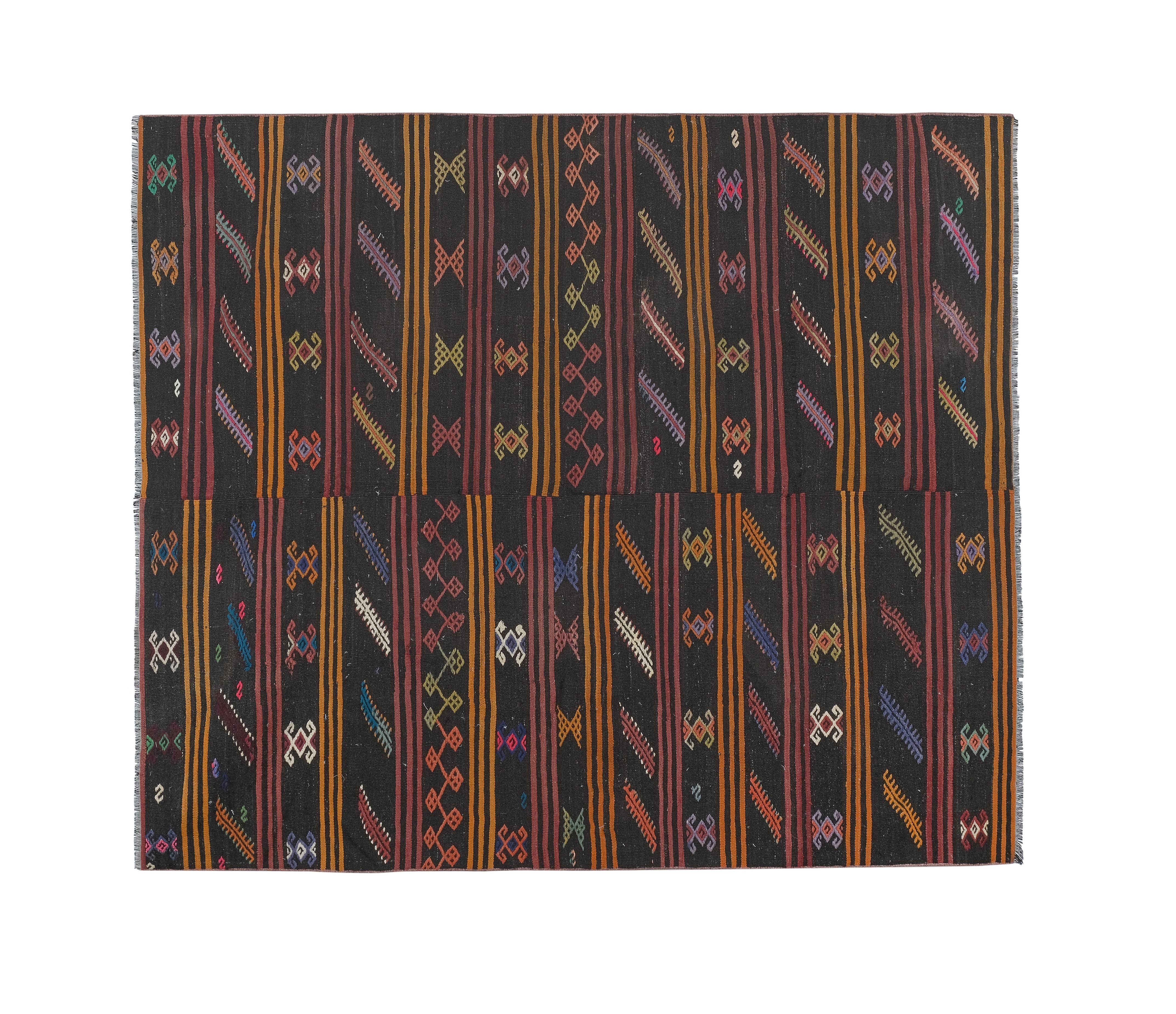 Vintage Turkish Kilim Rug 7'7'' x 9'2''
