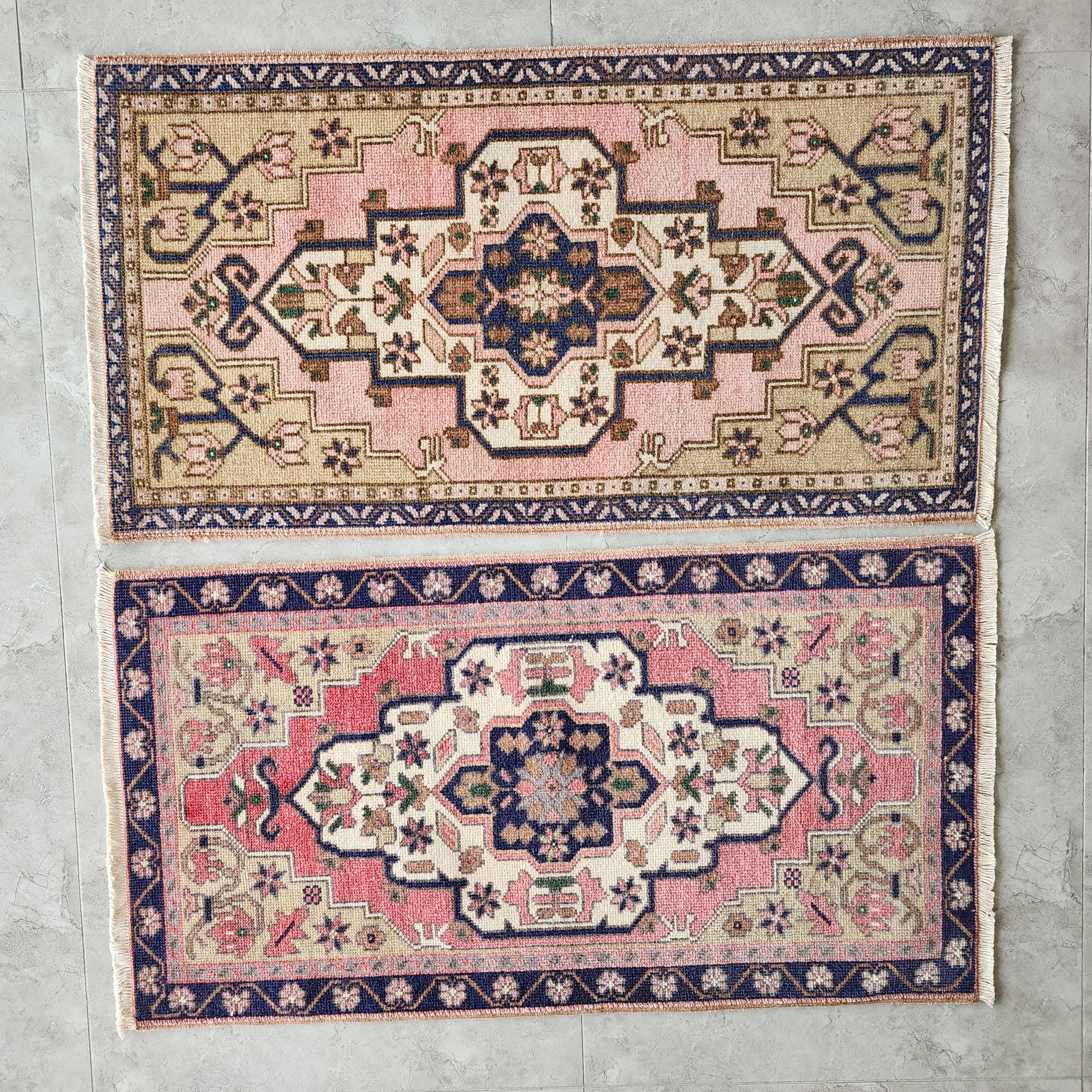 Vintage Oushak Yastik Rugs Set of 2 | 22'' x 40''