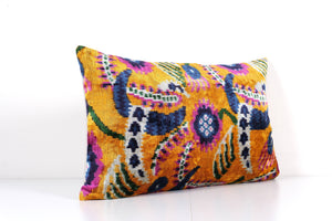 Silk Ikat Velvet Pillow Cover | 16'' x 24''