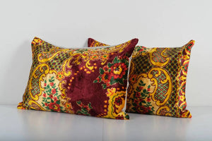 Silk Ikat Velvet Pillow Cover Set of 2 | 16'' x 24''