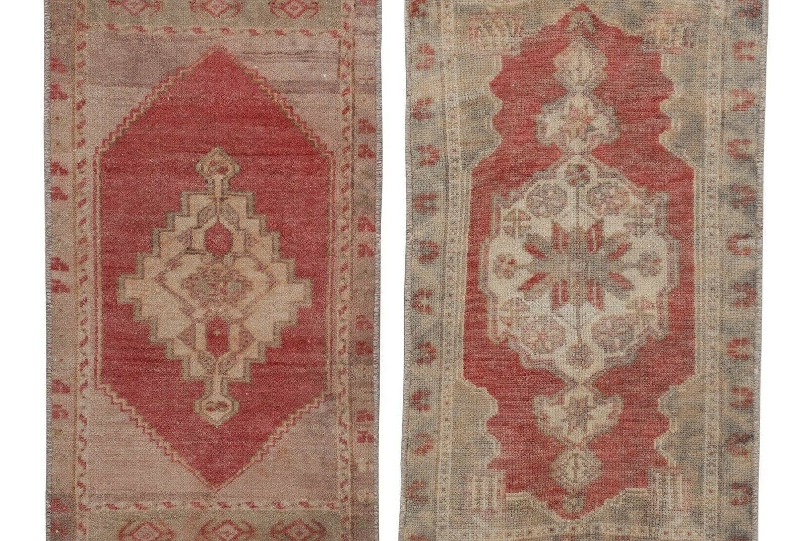 Vintage Turkish Yastik Rugs Set of 2 | 17'' x 35''
