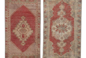 Vintage Turkish Yastik Rugs Set of 2 | 17'' x 35''