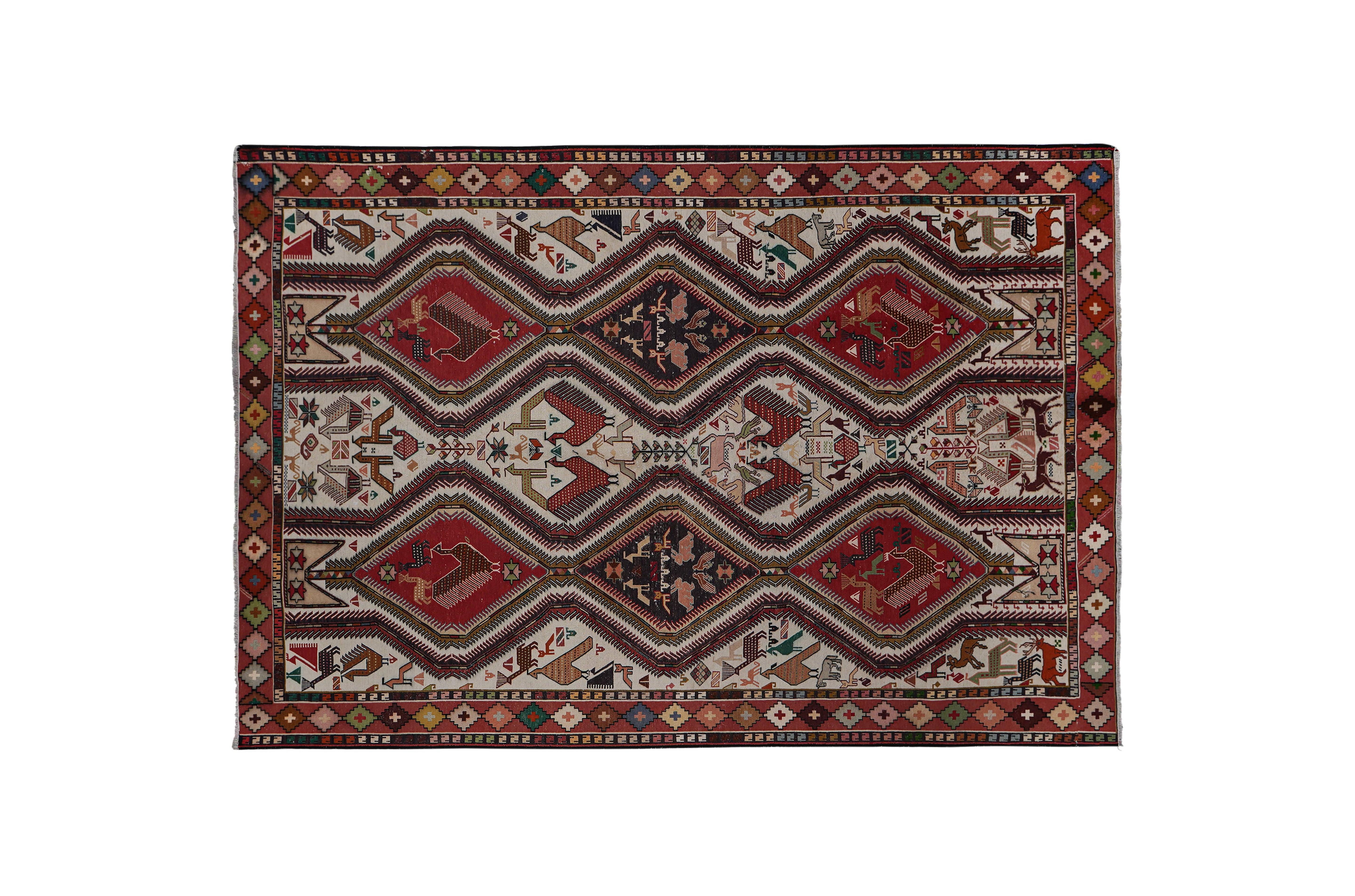Vintage Turkish Soumac Kilim Rug 6'2'' x 9'5''