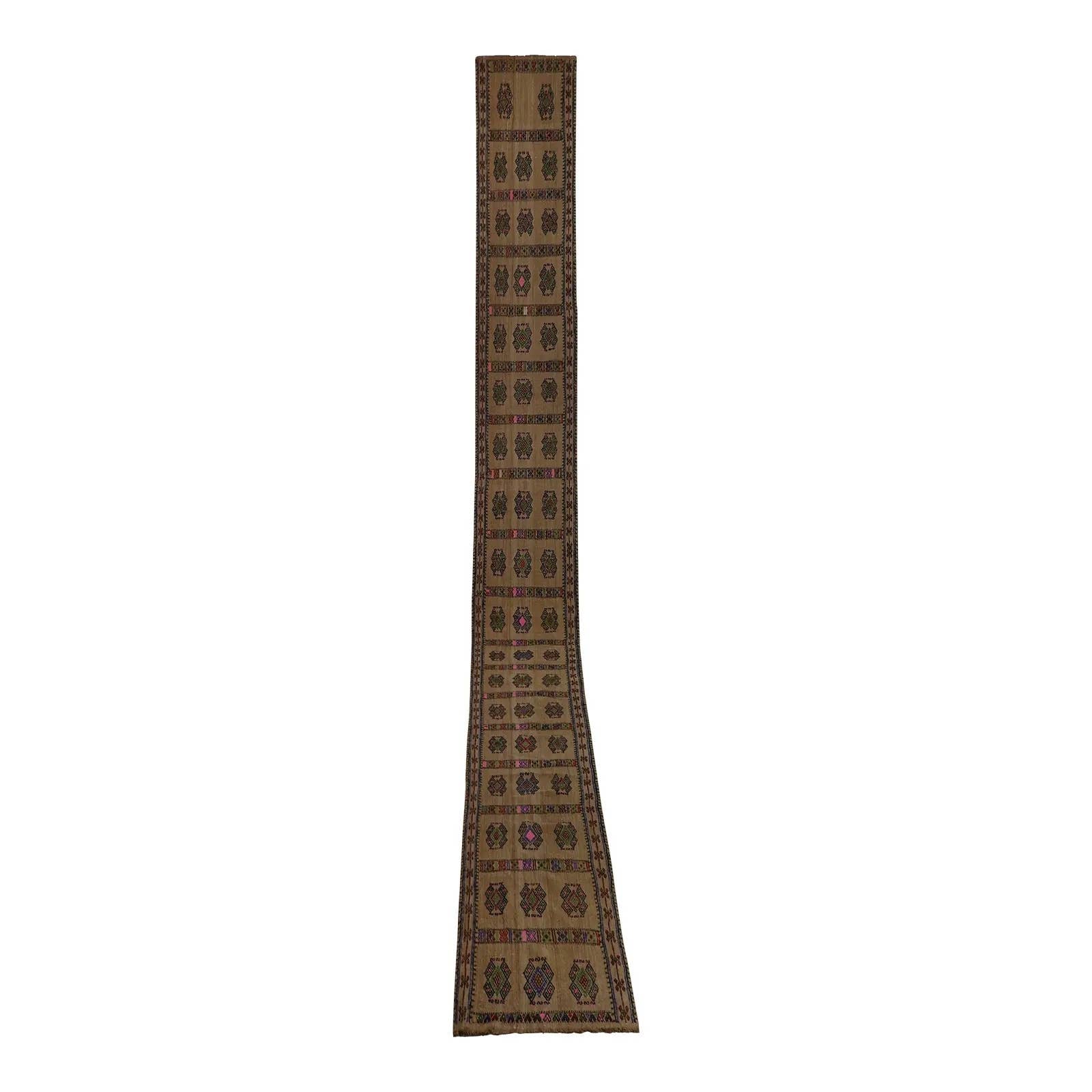 Vintage Turkish Aubusson Kilim Runner 1'9'' x 21'4''