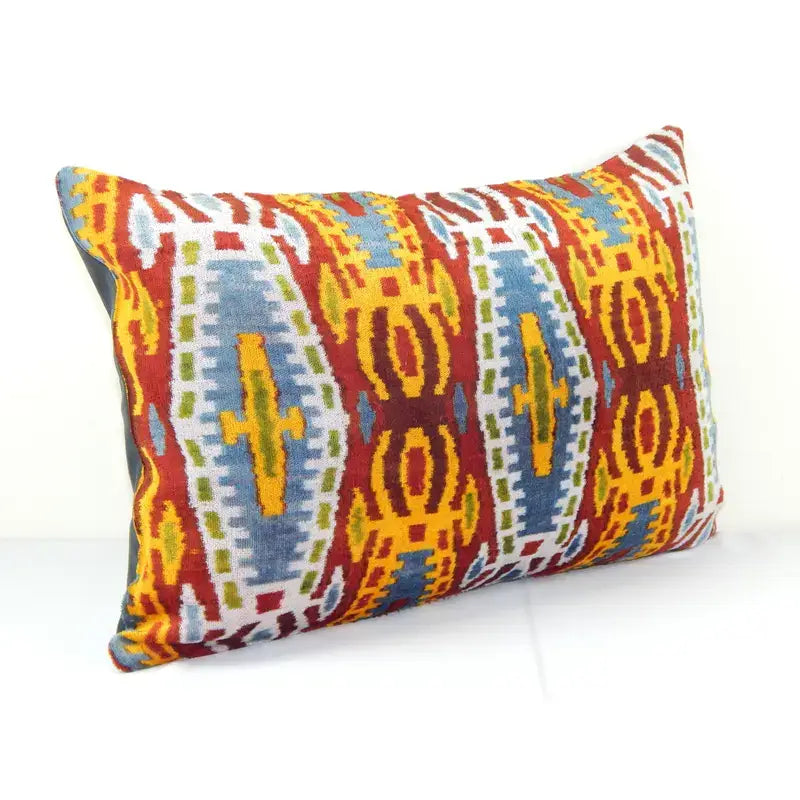 Silk Ikat Velvet Pillow Cover | 16'' x 24''