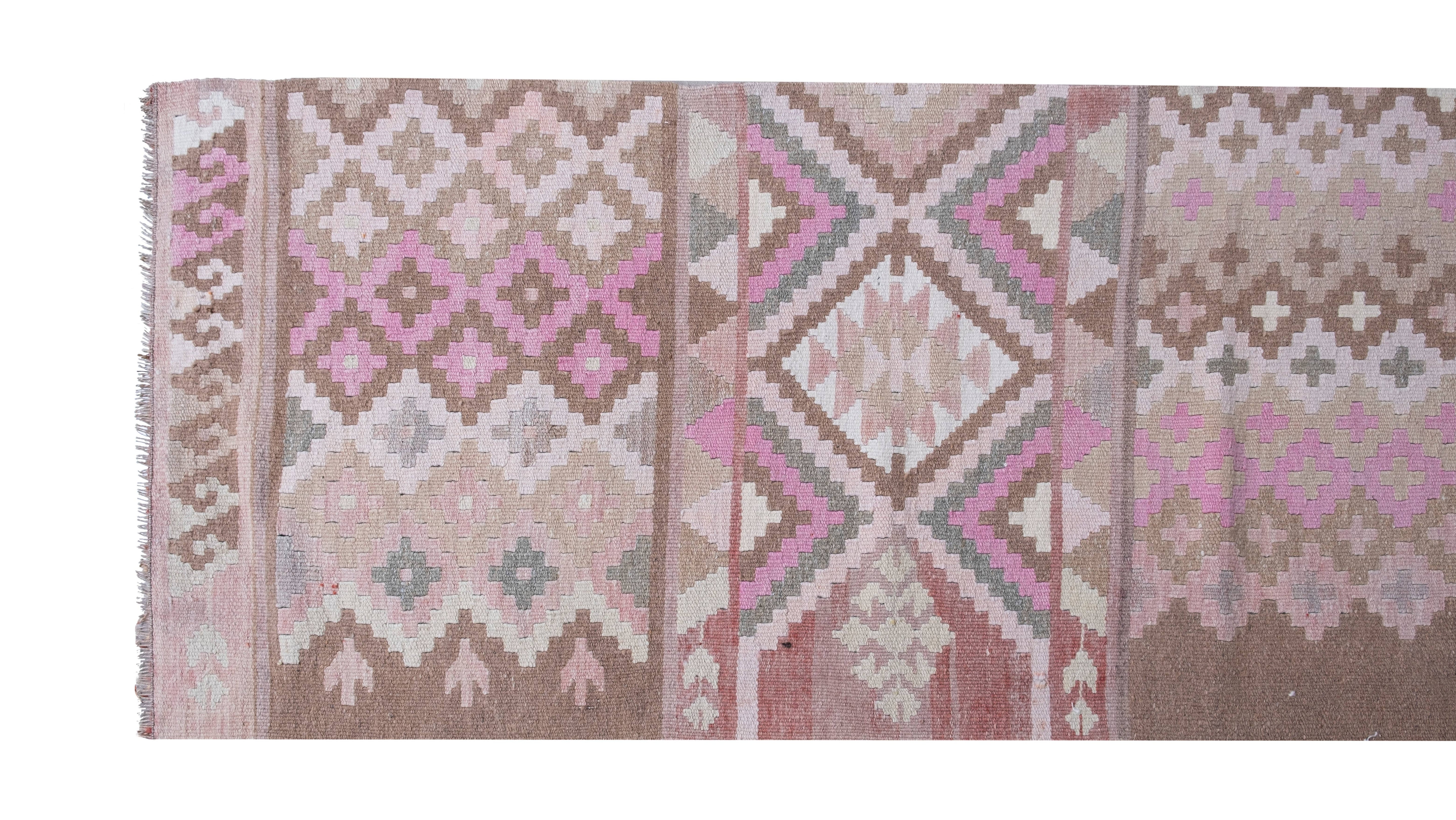 Vintage Turkish Kilim Runner 2'7'' x 19'10''