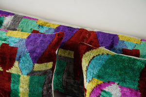 Silk Ikat Velvet Pillow Cover Set of 3 | 16'' x 24''