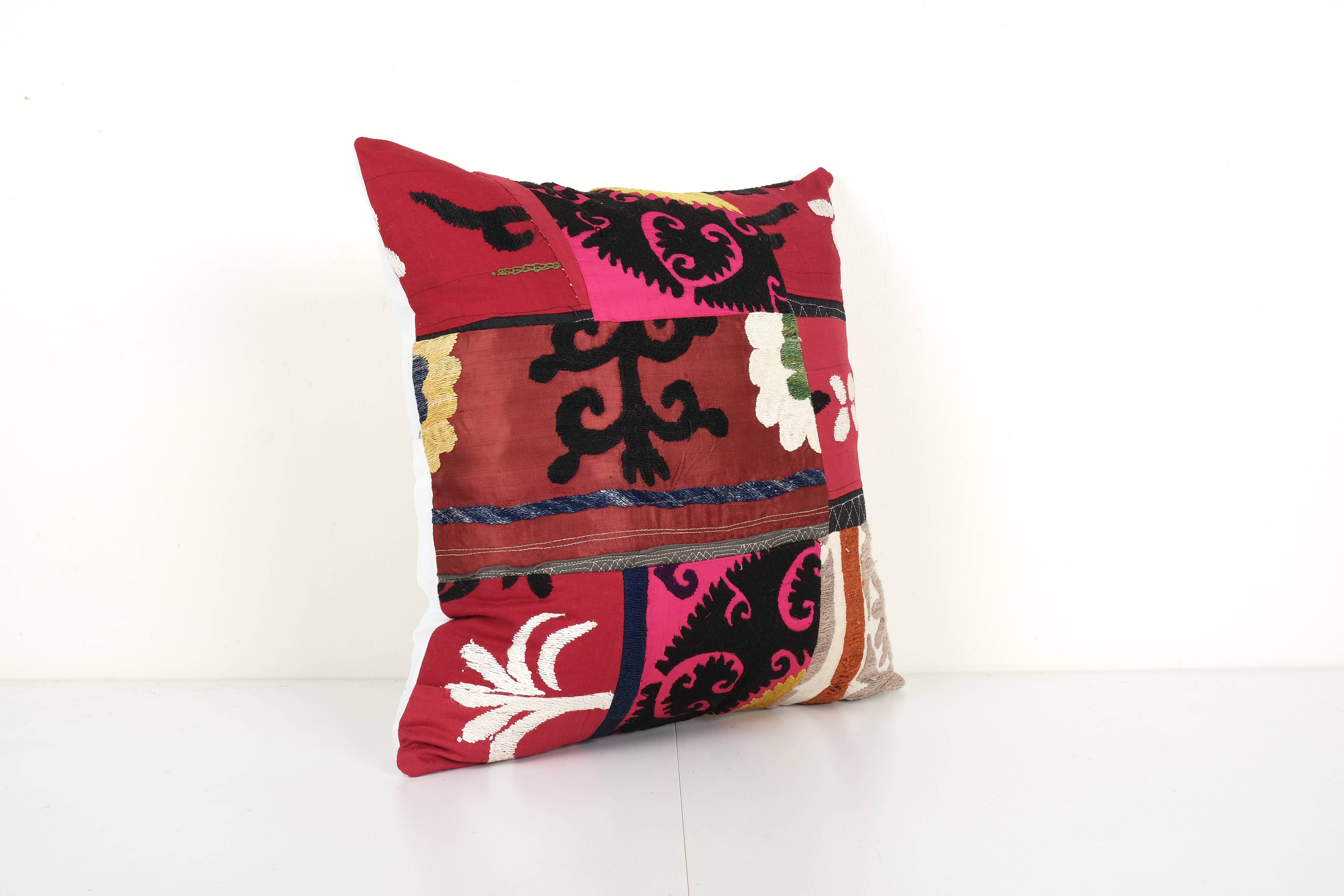 Suzani Patchwork Pillow Cover | 17'' x 18''