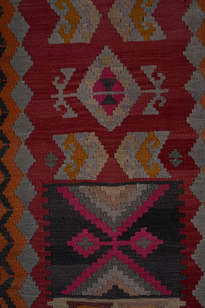 Vintage Turkish Kilim Runner 2'8'' x 16'7''