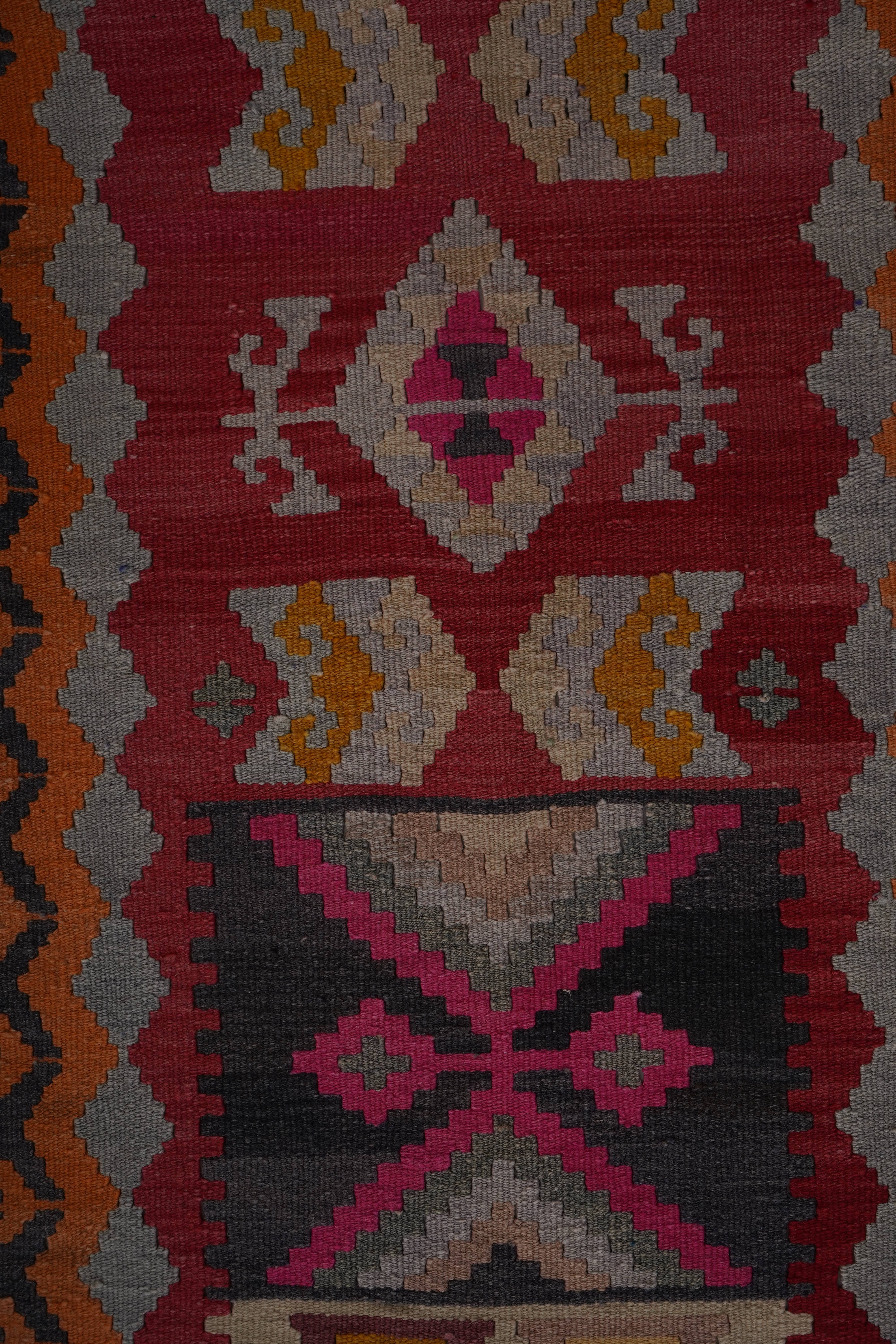 Vintage Turkish Kilim Runner 2'8'' x 16'7''