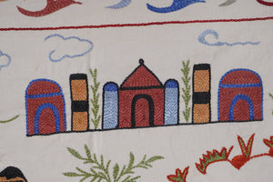 Hand-Embroidered Vintage Textile | 3'5'' x 6'4'' Camel