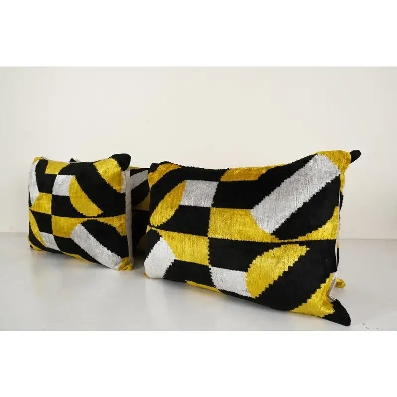 Silk Ikat Velvet Pillow Cover Set of 2 | 16'' x 24''