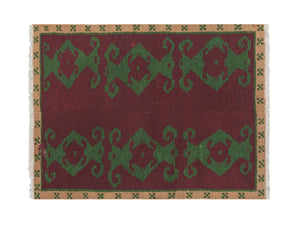Vintage Checkered Turkish Tulu Rug 4' x 5'1''