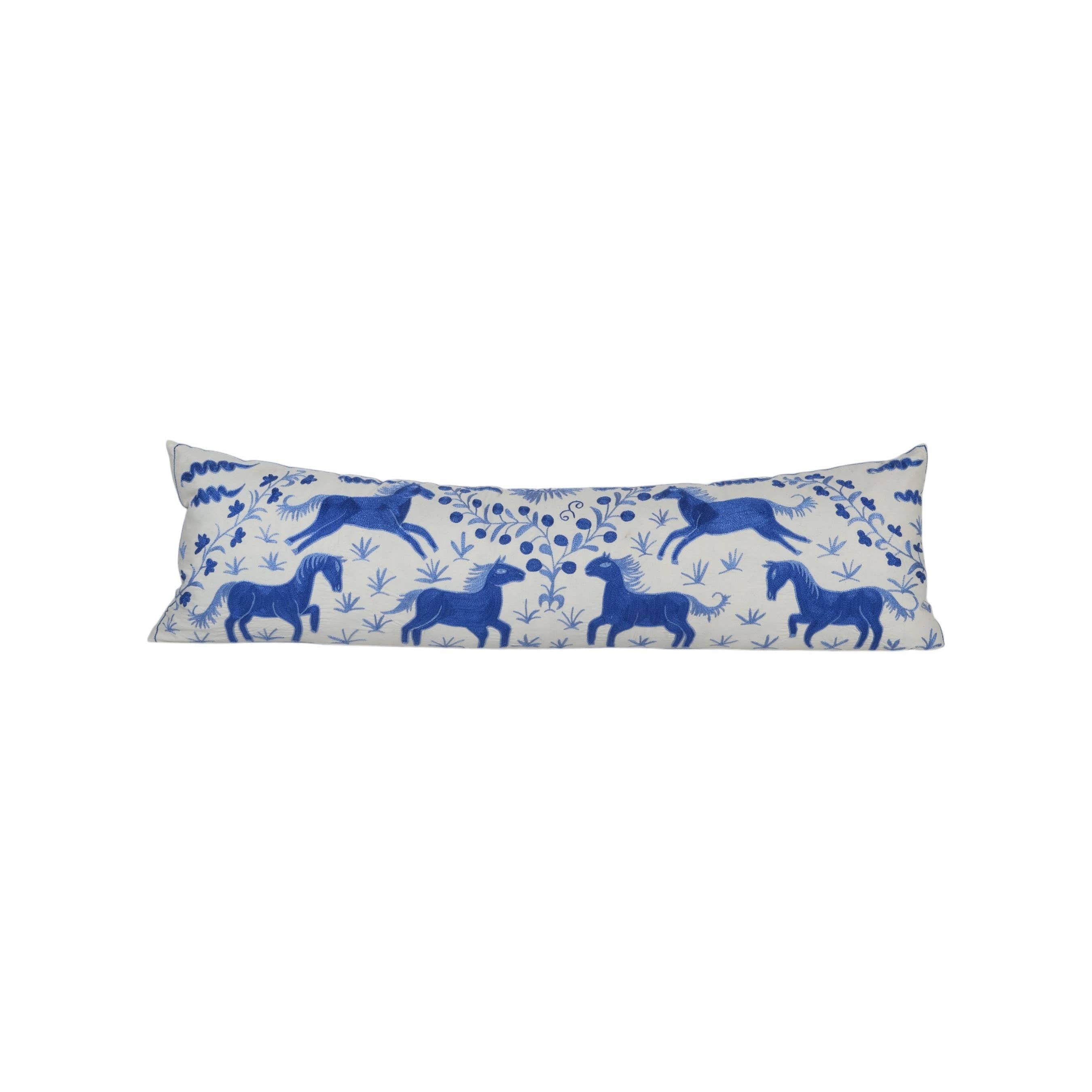 Horse Suzani Bedding Pillow Cover | 17'' x 57''