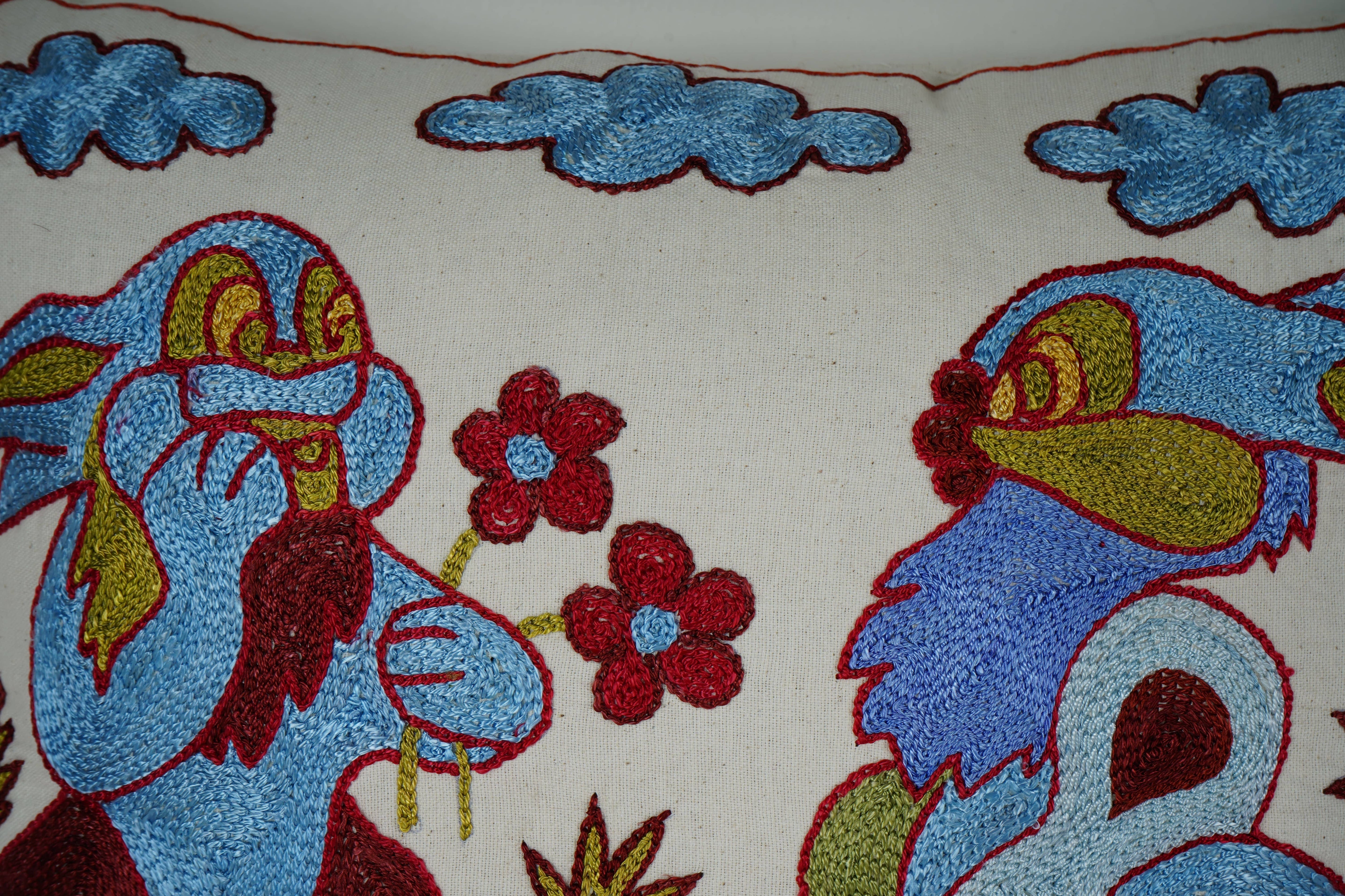 Rabbit Suzani Pillow Cover | 18'' x 18''