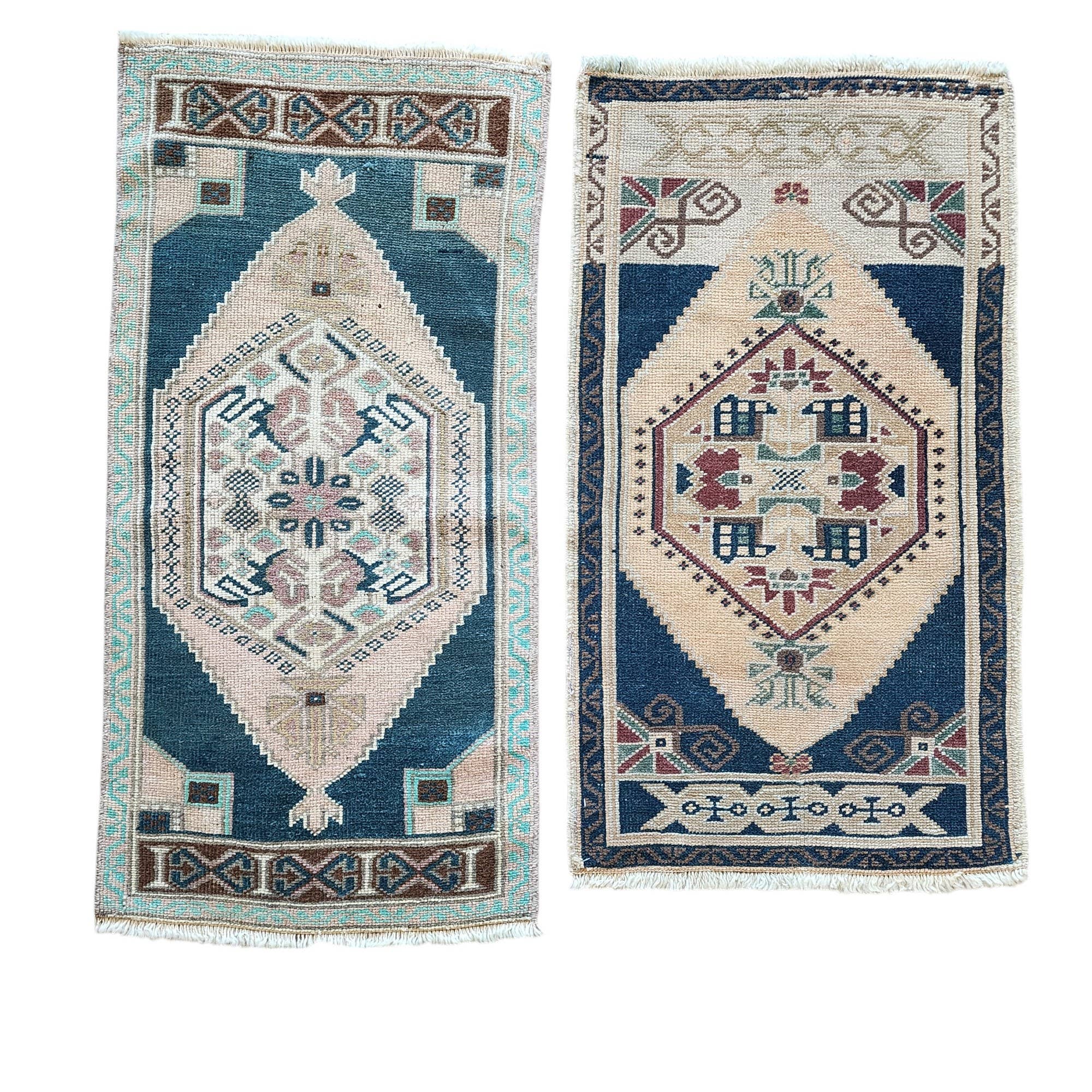 Vintage Turkish Yastik Rugs Set of 2 | 21'' x 37''