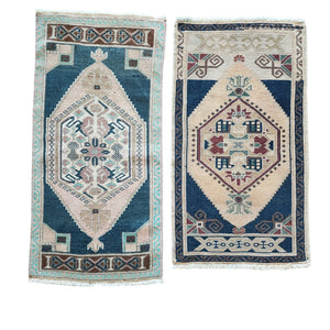 Vintage Turkish Yastik Rugs Set of 2 | 21'' x 37''