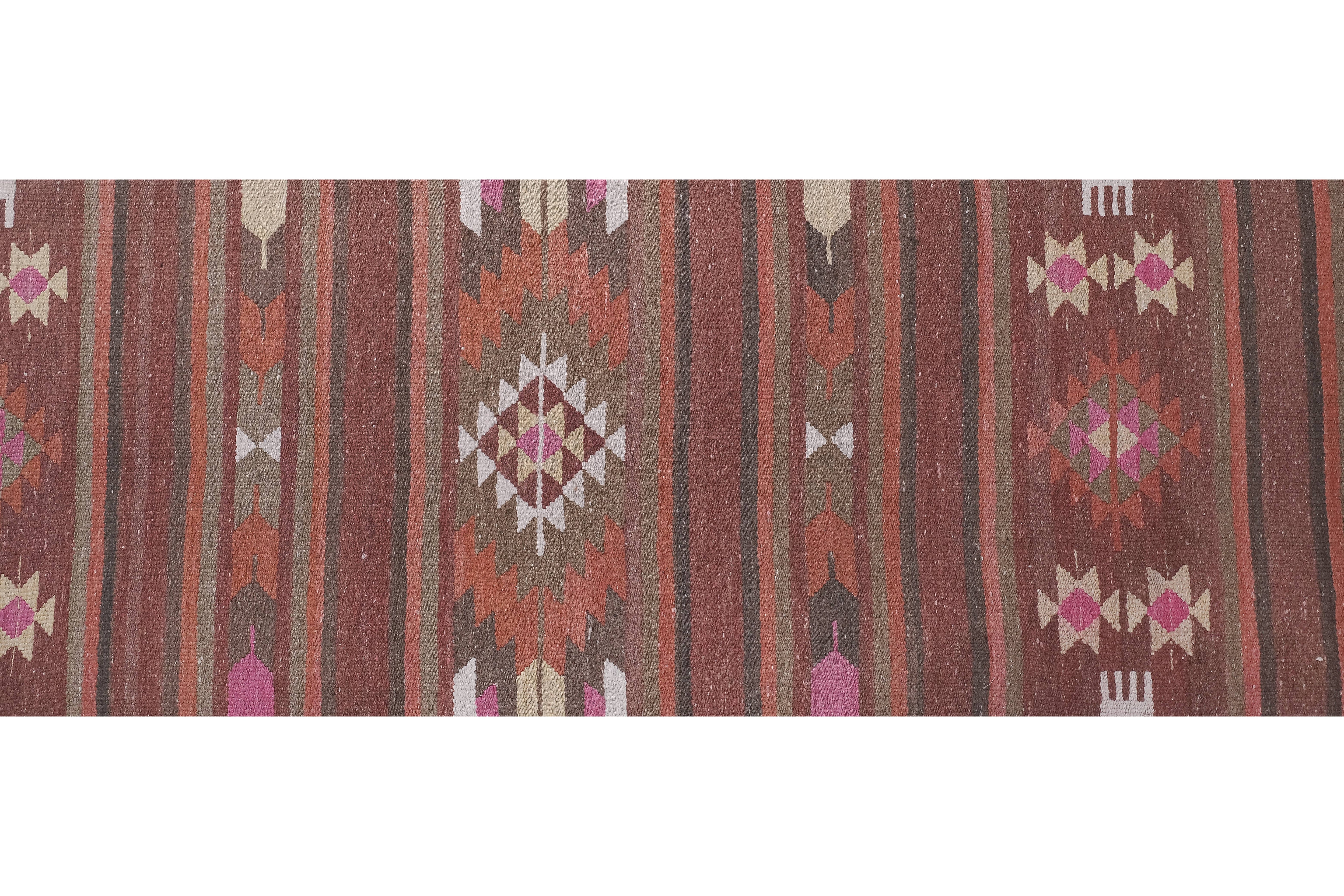 Vintage Turkish Kilim Runner 2'7'' x 24'8''