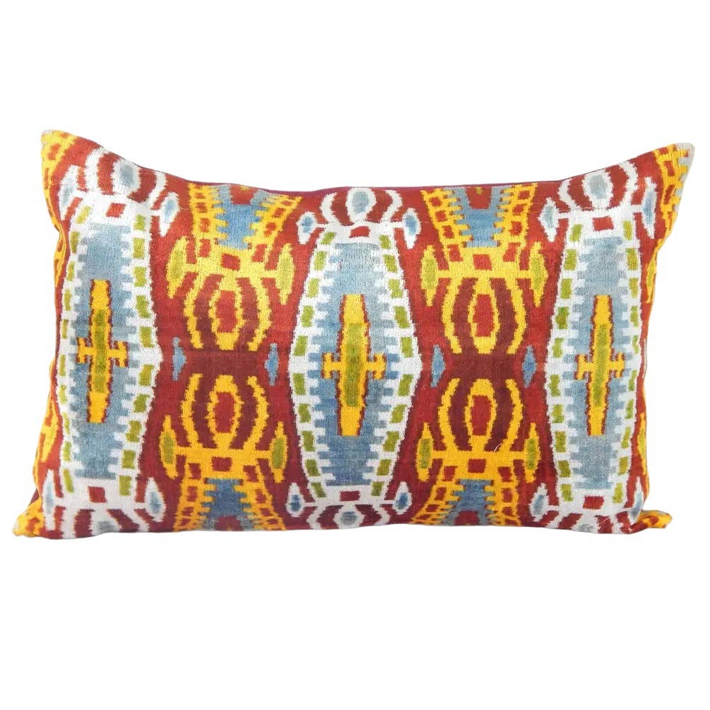 Silk Ikat Velvet Pillow Cover | 16'' x 24''