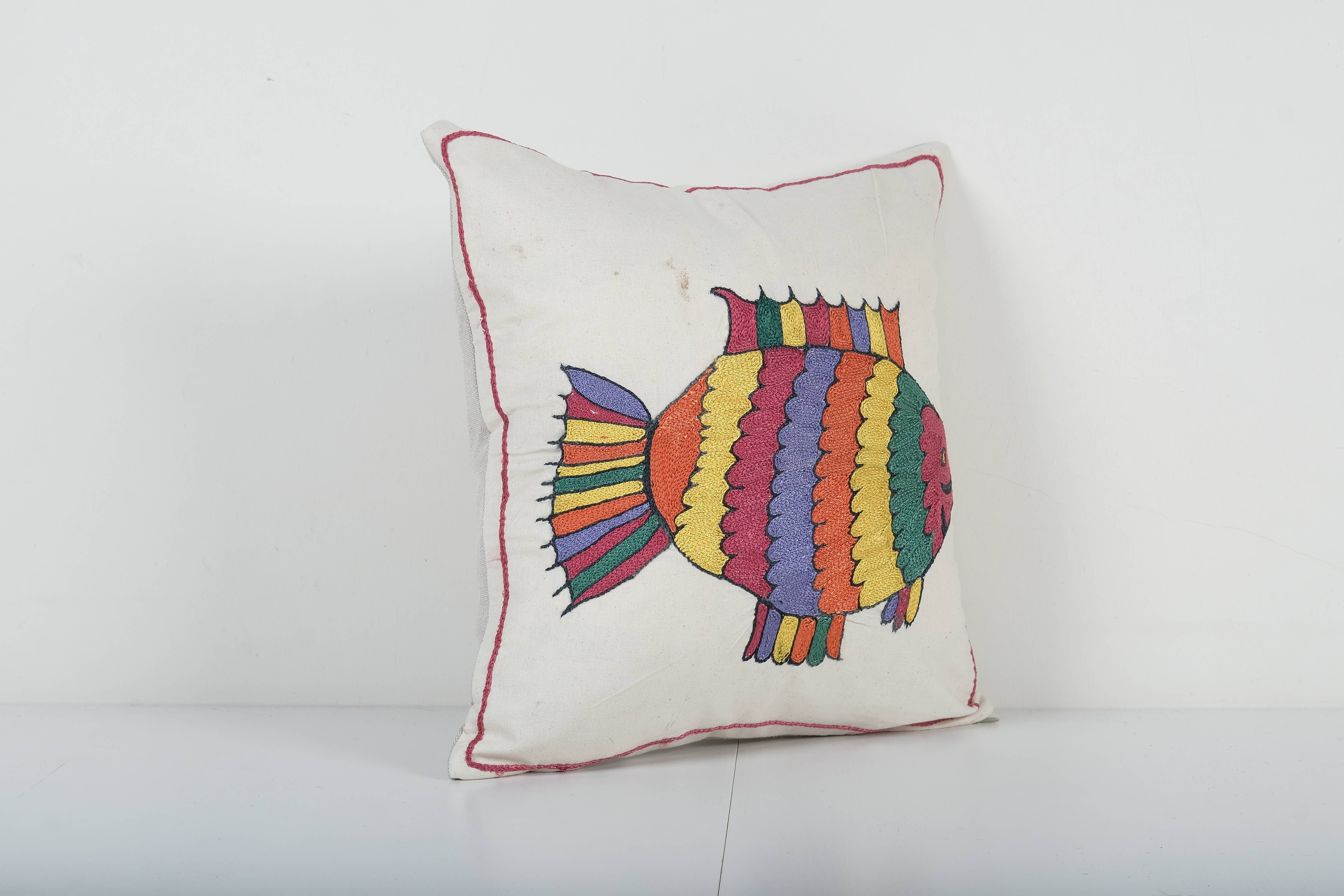 Fish Suzani Pillow Cover | 18'' x 19''