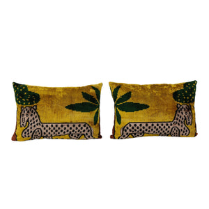 Tiger Silk Ikat Velvet Pillow Cover Set of 2 | 16'' x 24''