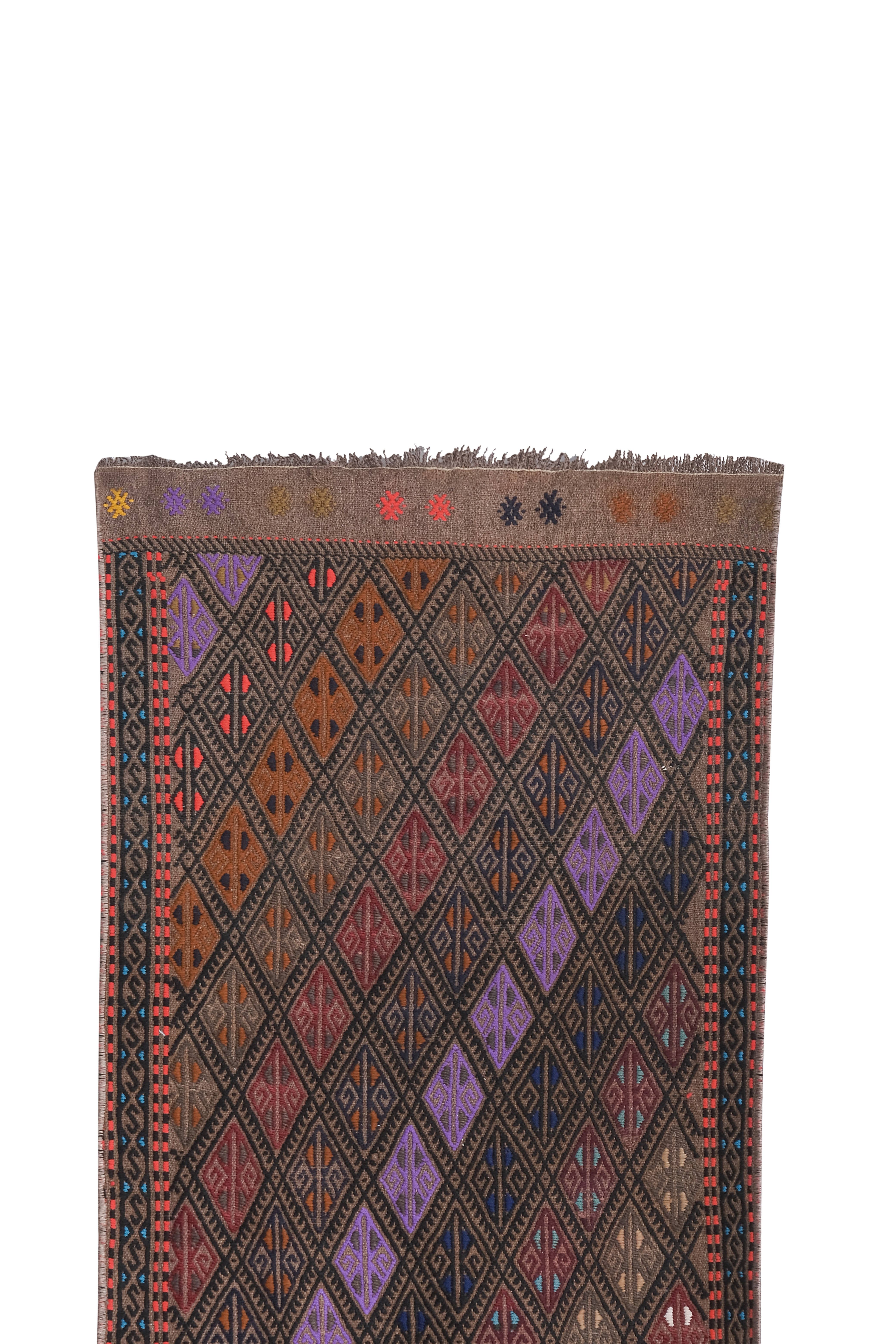 Vintage Turkish Kilim Runner 2'2'' x 16'1''