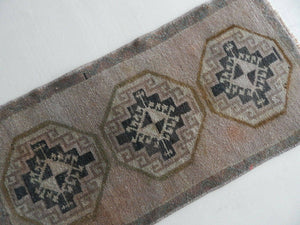 Vintage Turkish Konya Rug 17'' x 35''