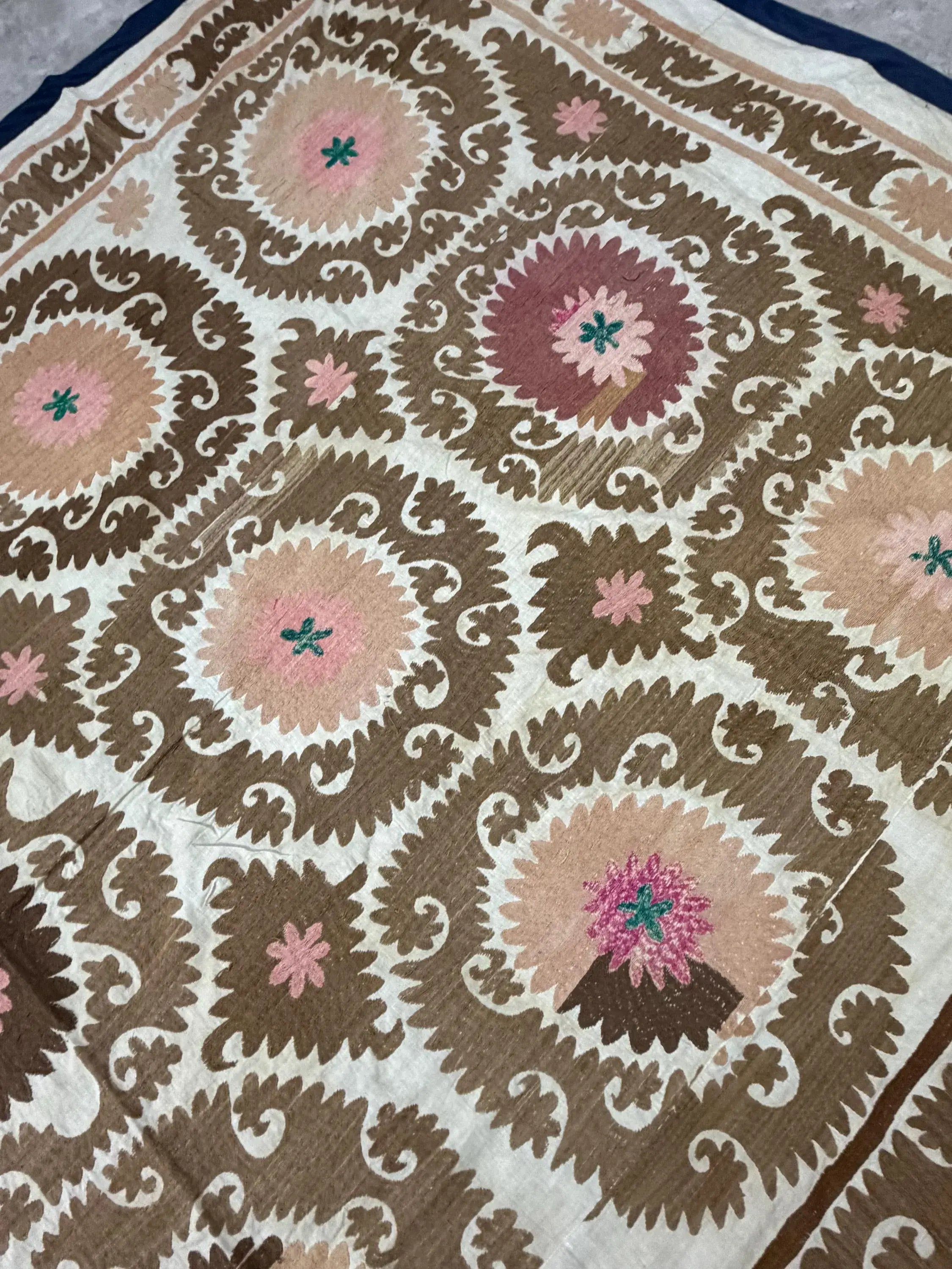 Hand-Embroidered Suzani Wall Hanging & Bedspread 7'3'' x 11'10''