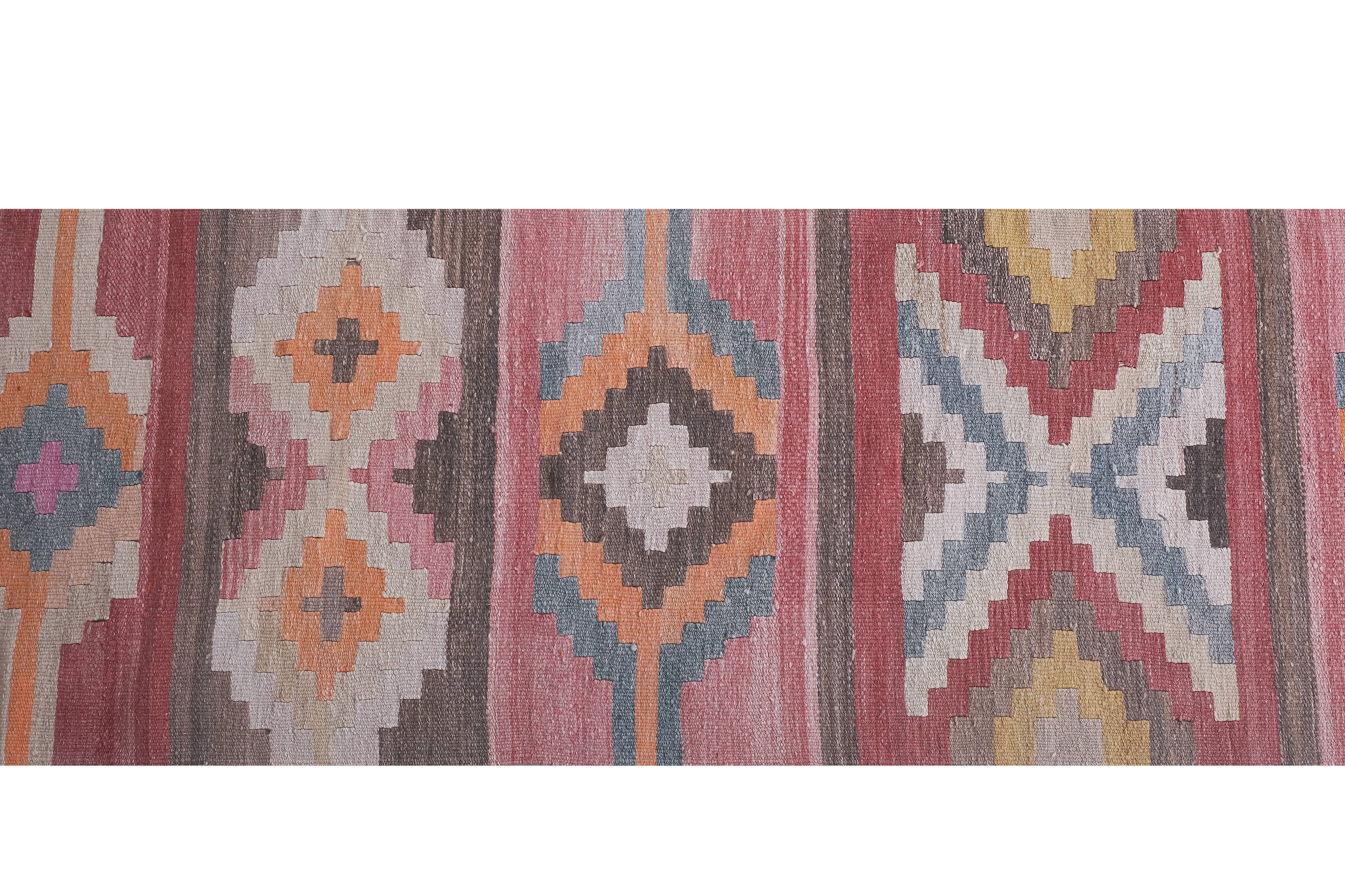 Vintage Turkish Kilim Runner 2'6'' x 21'8''