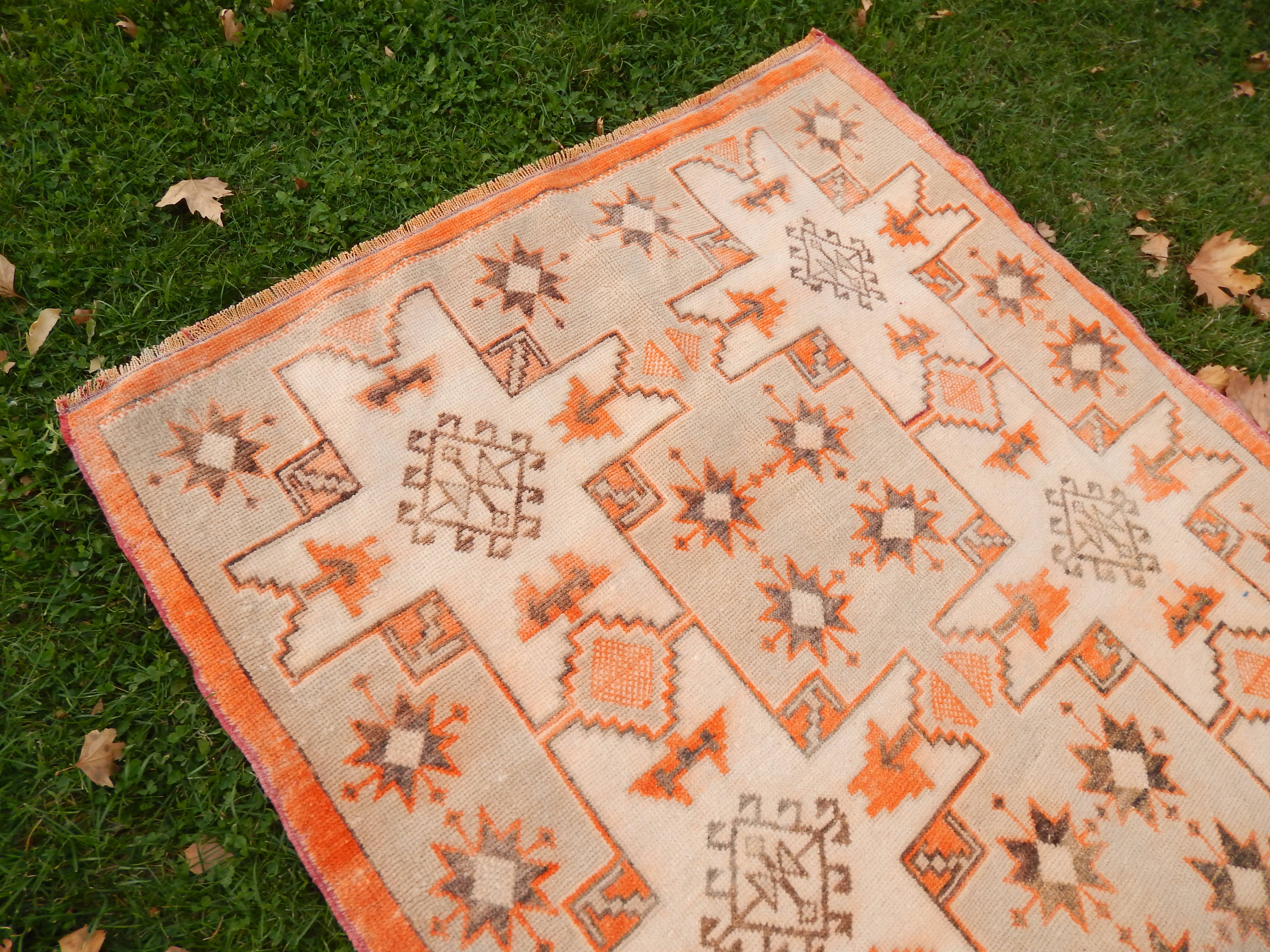 Vintage Turkish Tashpinar Oushak Rug 4'2'' x 8'6''