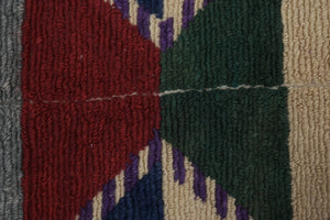 Vintage Checkered Turkish Shaggy Tulu Rug 43'' x 54''
