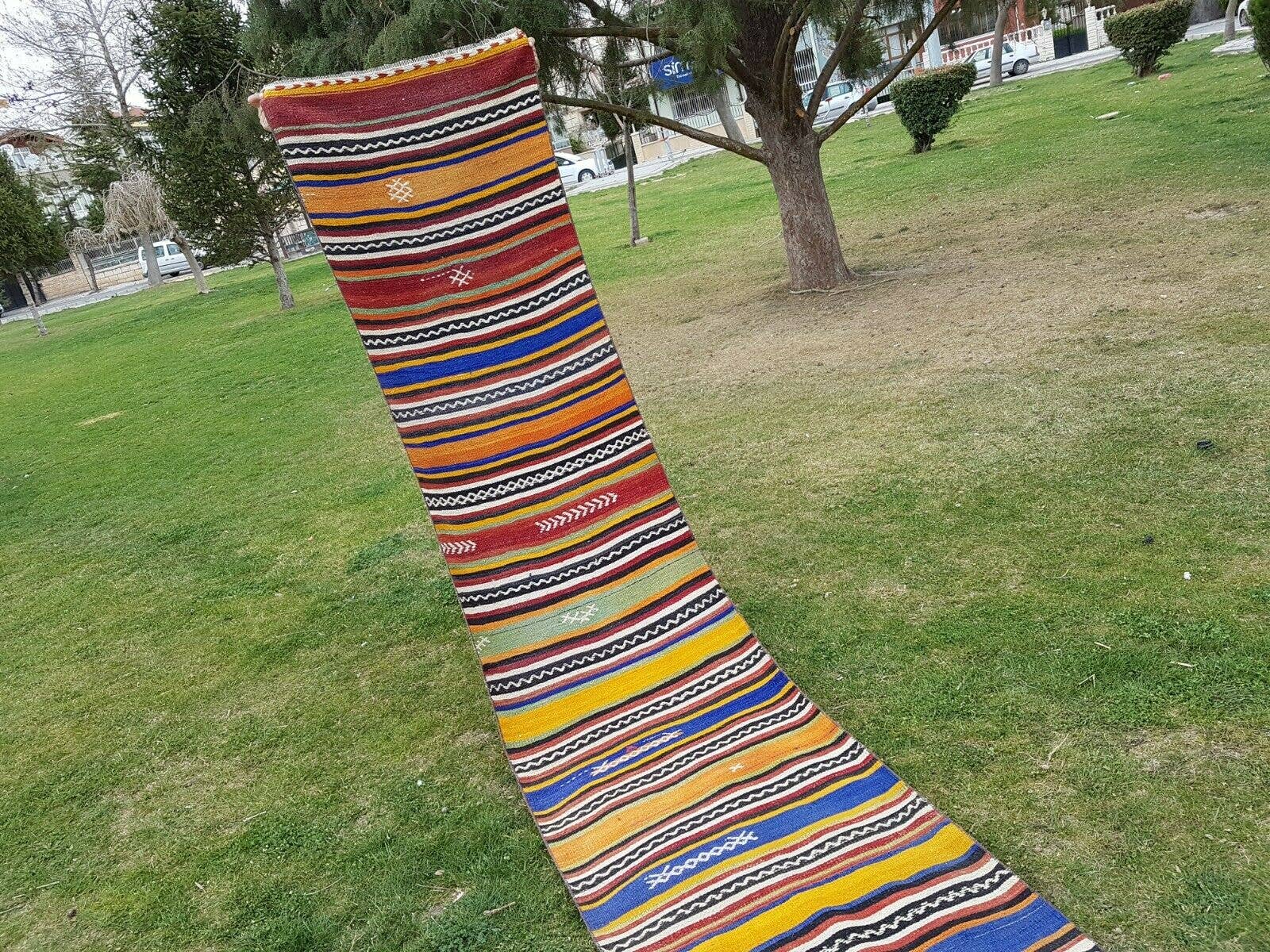 Vintage Turkish Kilim Runner 2'5'' x 21'4''