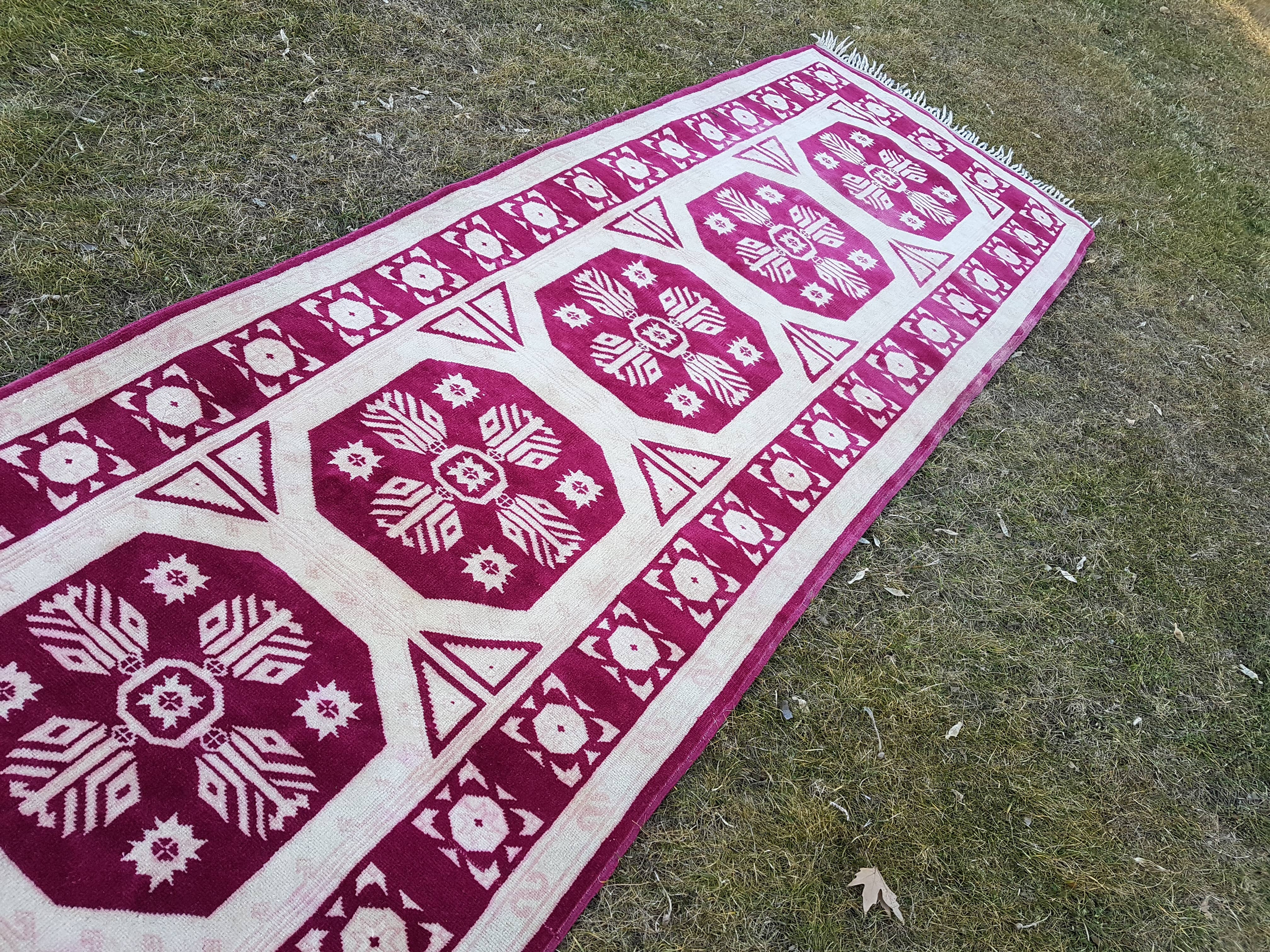 Vintage Kurdish Runner Rug 3'4'' x 12'2''