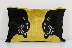 Silk Ikat Velvet Pillow Cover | 16'' x 24''