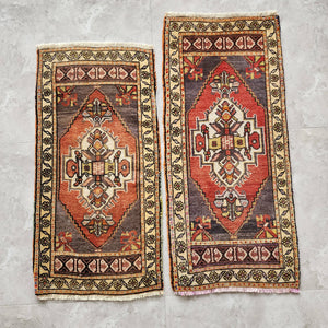 Vintage Turkish Yastik Rugs Set of 2 | 19'' x 37''