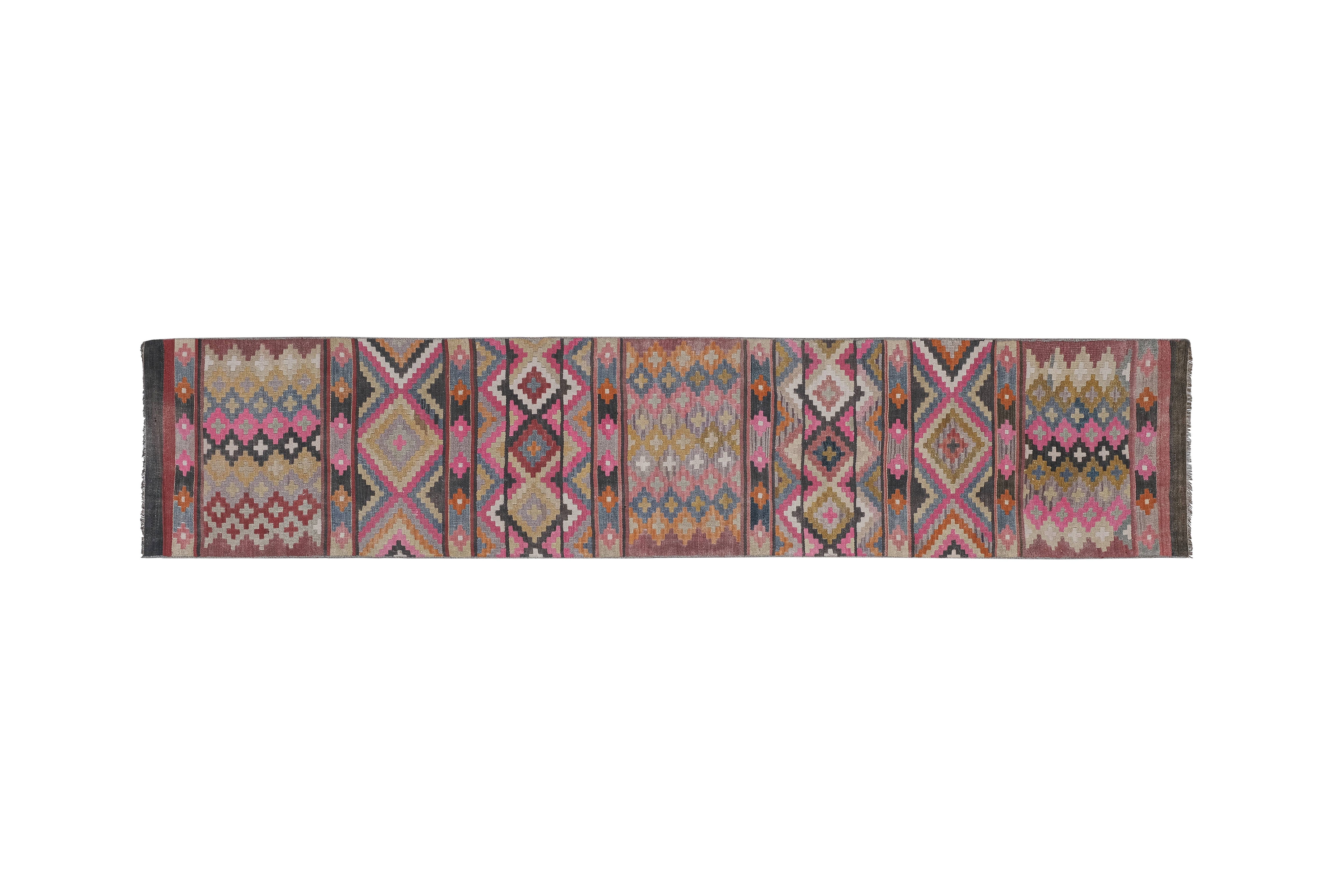 Vintage Turkish Kilim Runner 2'6'' x 12'2''