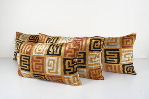 Silk Ikat Velvet Pillow Cover Set of 2 | 14'' x 51''