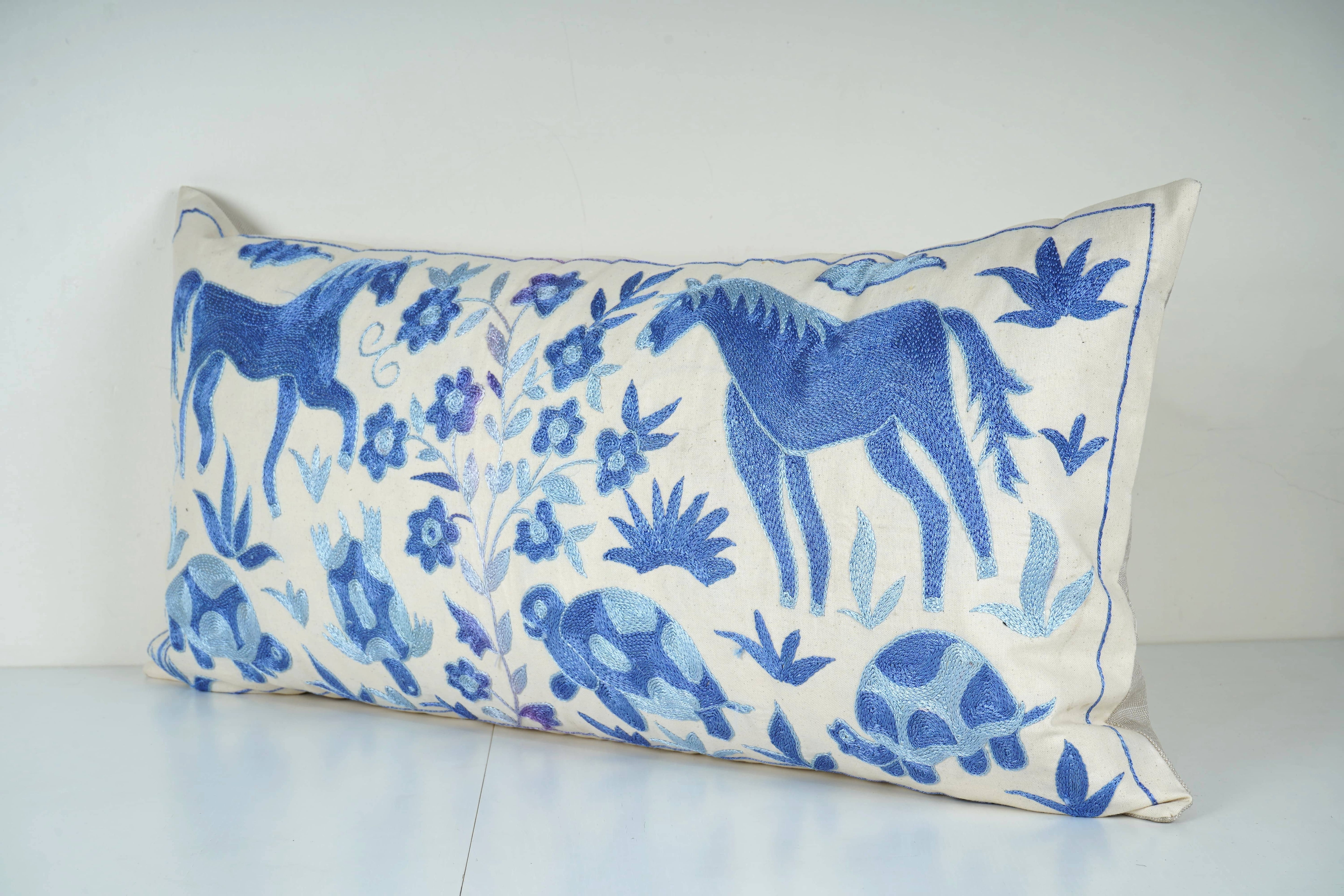 Horse Suzani Bedding Pillow Cover | 18'' x 34''