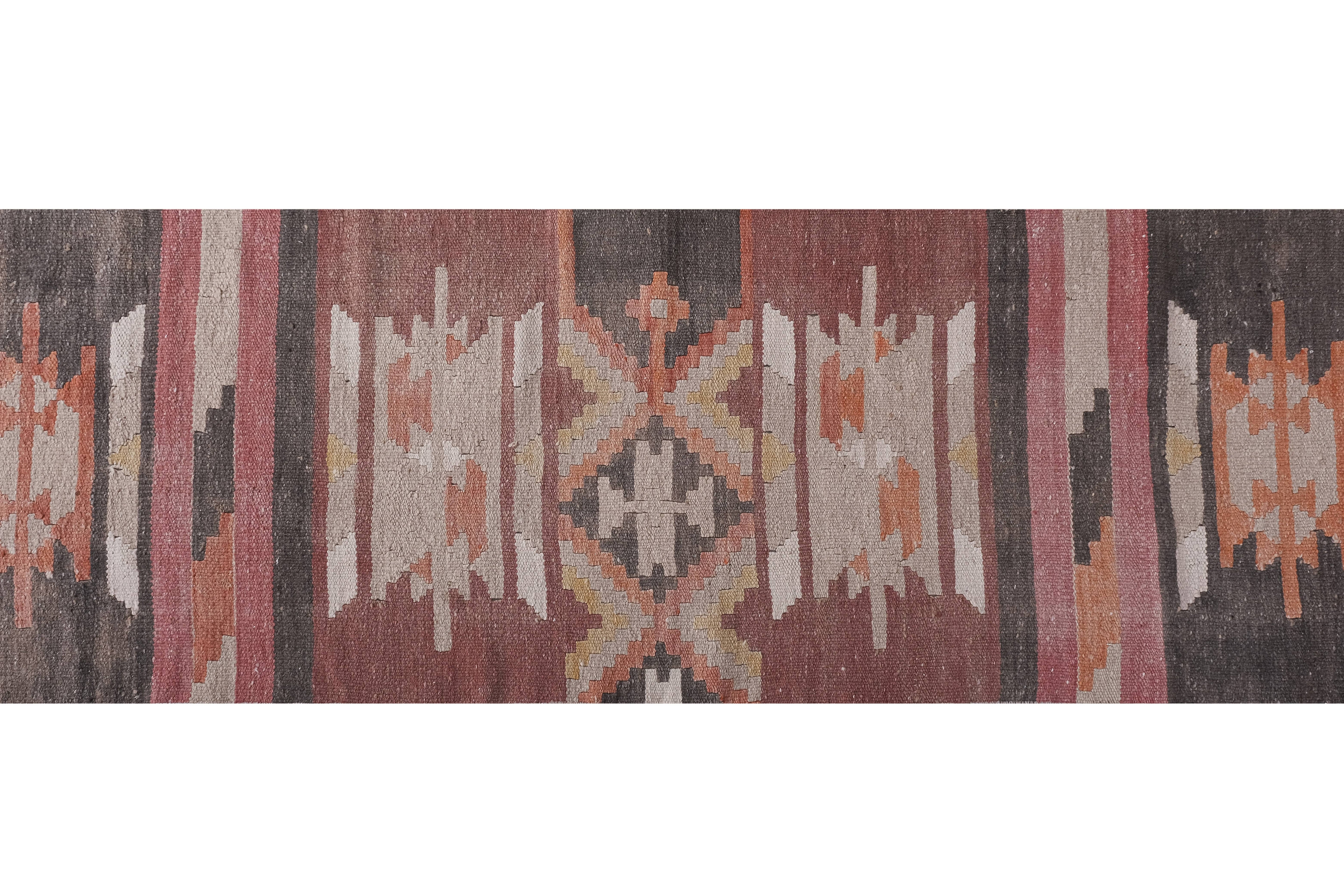 Vintage Turkish Kilim Runner 2'4'' x 22'