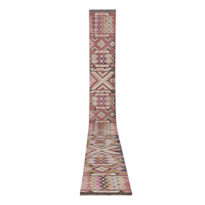 Vintage Turkish Kilim Runner 2'5'' x 20'4''